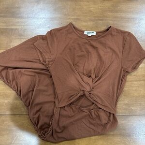 Heart Hips Brown Twist Knot Midi Dress